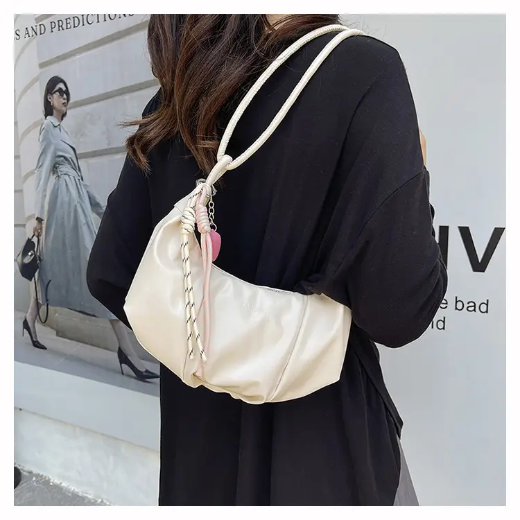 Crescent Dumpling Bag Silver Yellow White Crossbody Commute — feature 19
