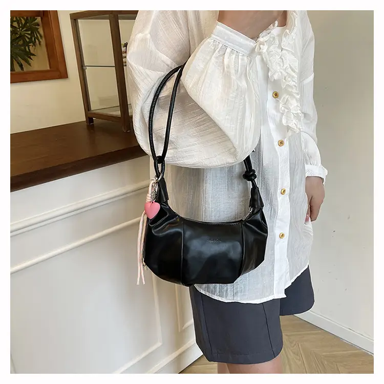 Crescent Dumpling Bag Silver Yellow White Crossbody Commute — feature 22