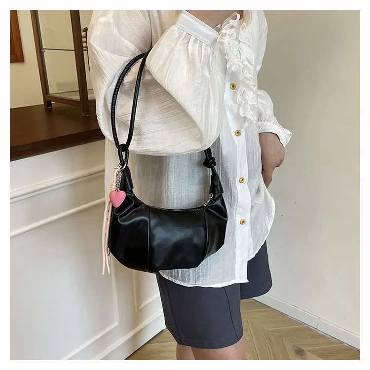 Crescent Dumpling Bag Silver Yellow White Crossbody Commute — feature 23