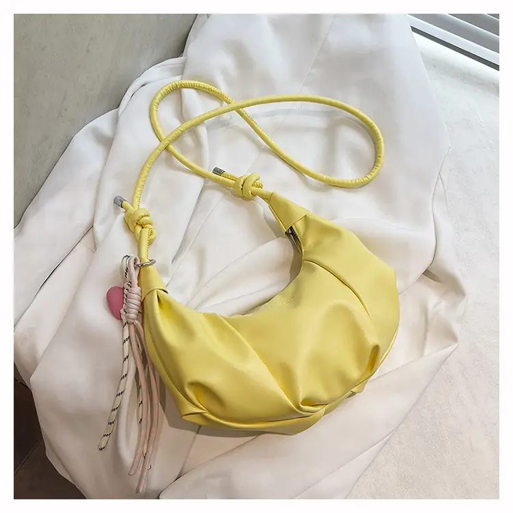 Crescent Dumpling Bag Silver Yellow White Crossbody Commute — feature 26