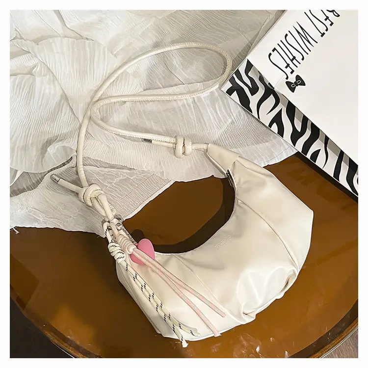 Crescent Dumpling Bag Silver Yellow White Crossbody Commute — feature 27