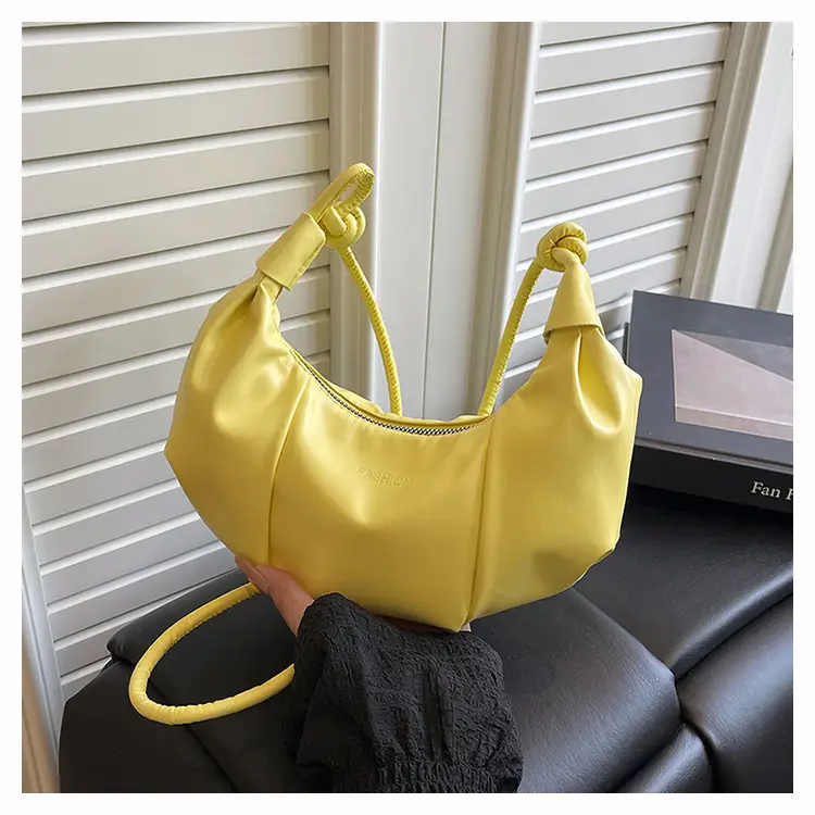 Crescent Dumpling Bag Silver Yellow White Crossbody Commute — feature 36