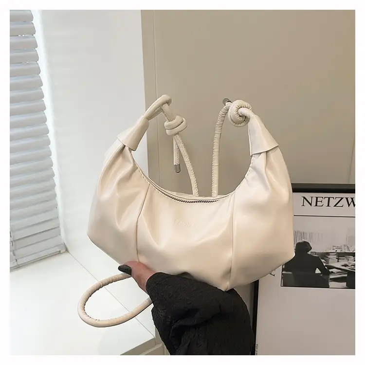 Crescent Dumpling Bag Silver Yellow White Crossbody Commute