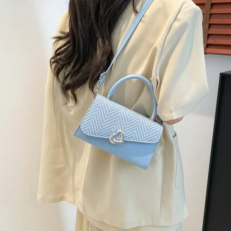 2025 Summer Crossbody Bag Brown Beige Herringbone Design - Image 7