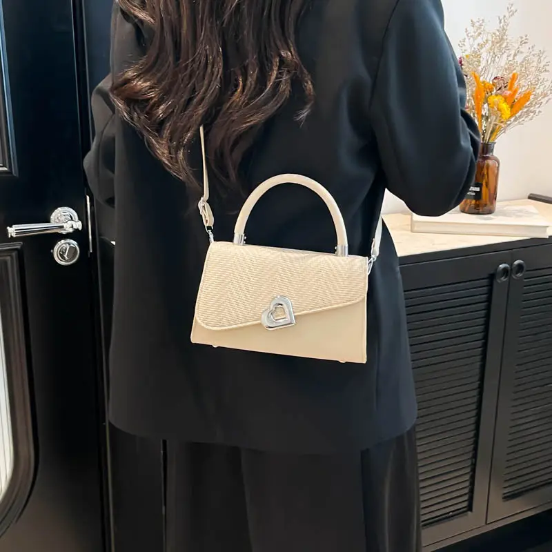 2025 Summer Crossbody Bag Brown Beige Herringbone Design - Image 8