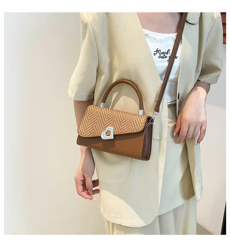 2025 Summer Crossbody Bag Brown Beige Herringbone Design — feature 11