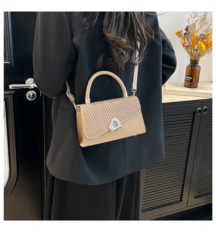 2025 Summer Crossbody Bag Brown Beige Herringbone Design — feature 19