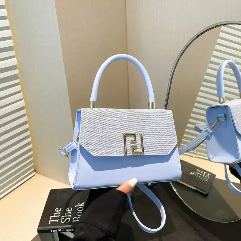 2025 Korean Style Women's Shoulder Bag White Blue - Image 8