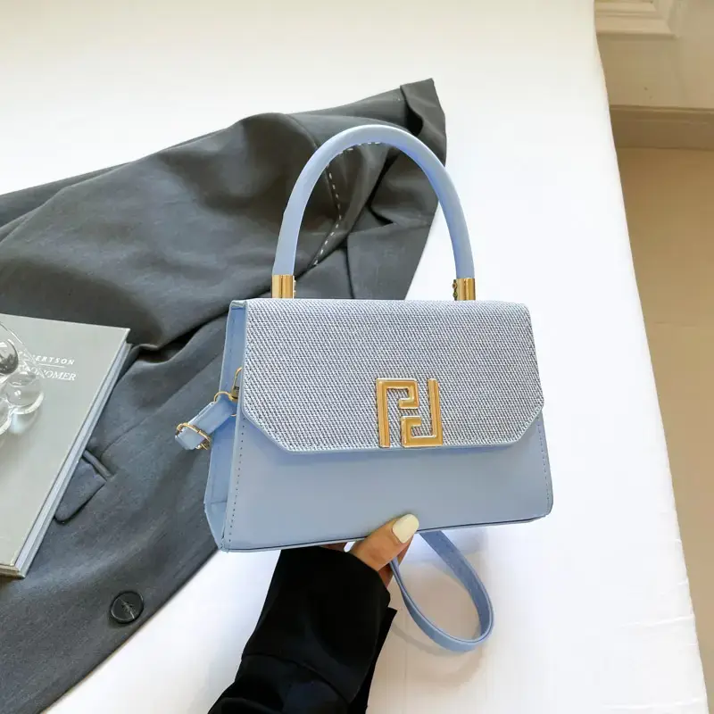 2025 Korean Style Women's Shoulder Bag White Blue - Image 5