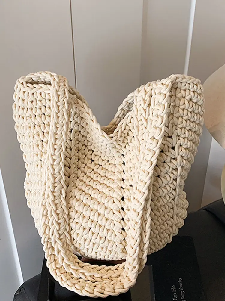 Retro Korean Tote Bag Women 2025 Summer Casual Shoulder Bag