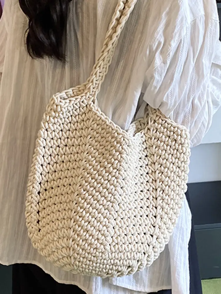 Retro Korean Tote Bag Women 2025 Summer Casual Shoulder Bag