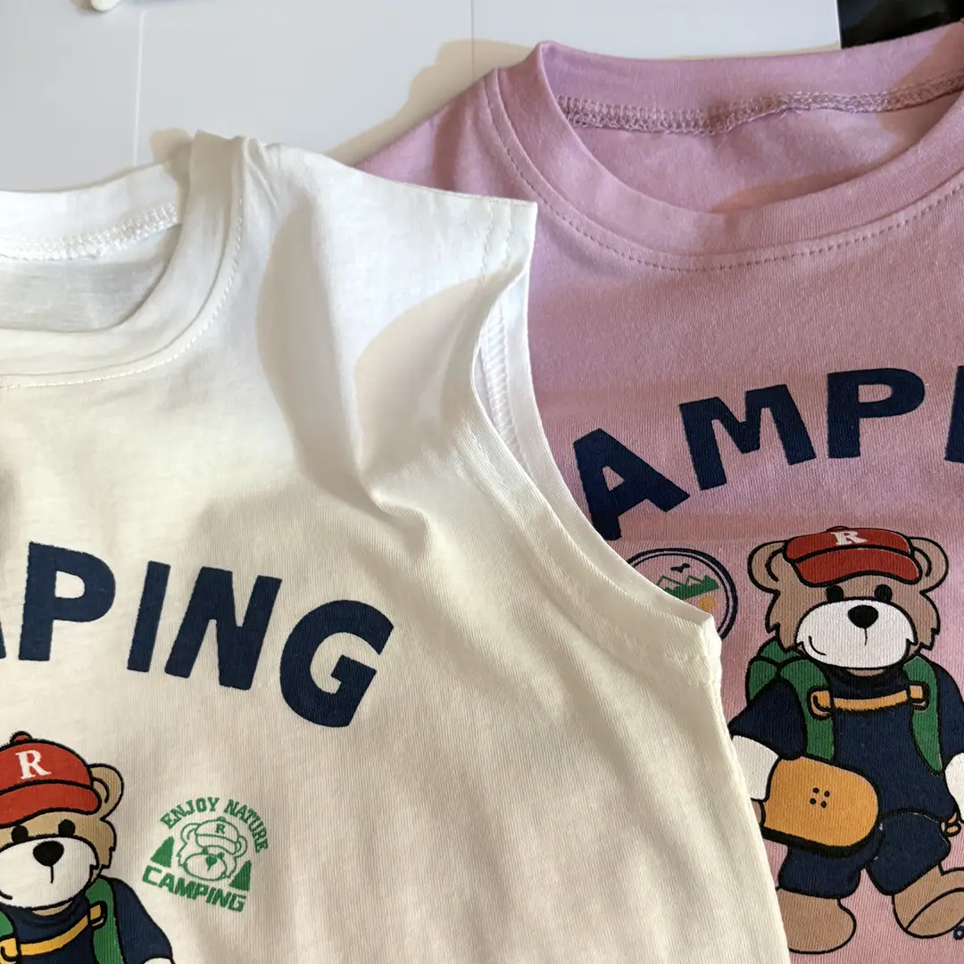 Summer Boys Cotton Camping T-Shirt Sleeveless White — feature 3