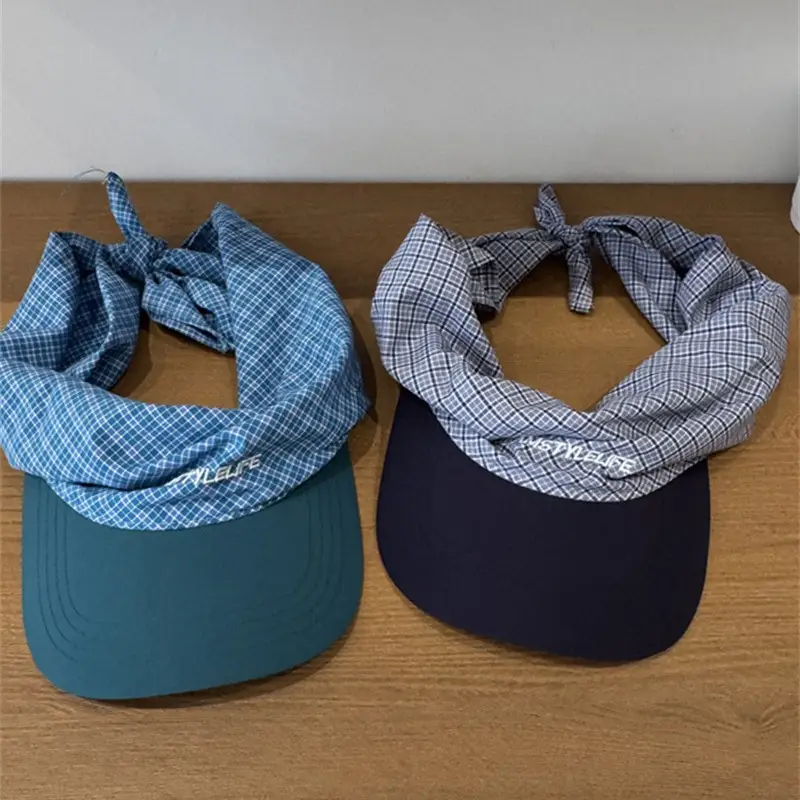 Korean Plaid Baseball Cap with Bandana for Men Women - Image 6