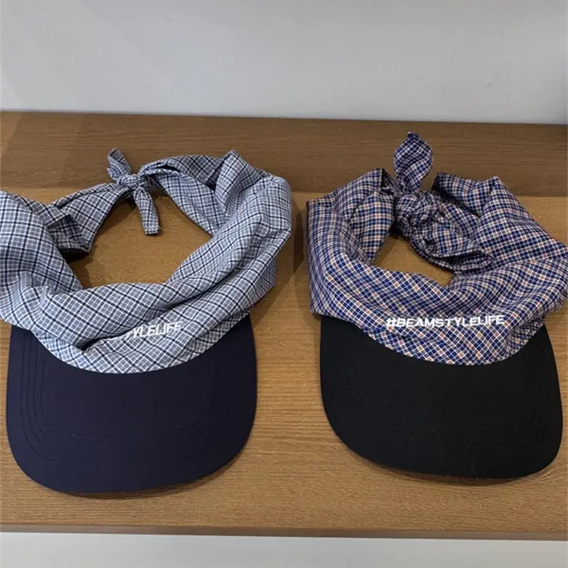 Korean Plaid Baseball Cap with Bandana for Men Women - Image 7