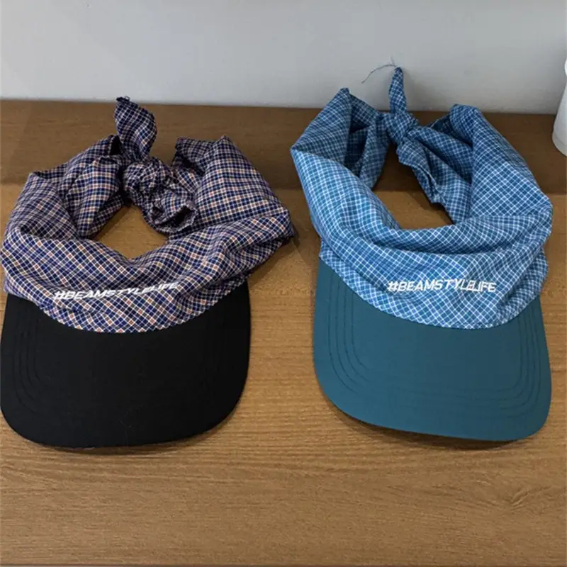 Korean Plaid Baseball Cap with Bandana for Men Women - Image 8