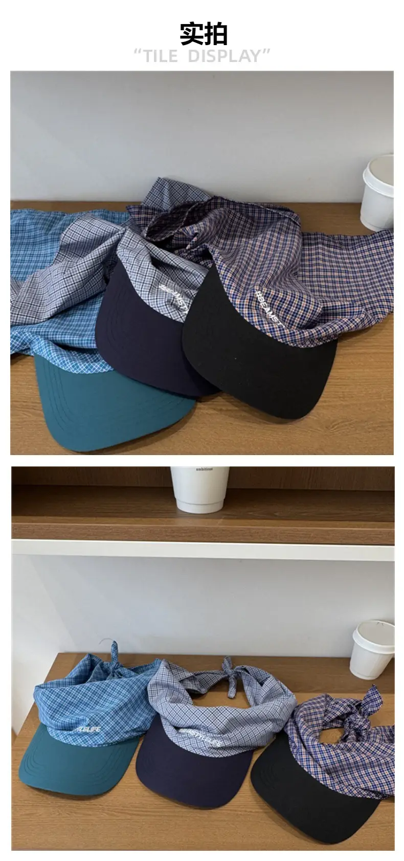Korean Plaid Baseball Cap with Bandana for Men Women — feature 2
