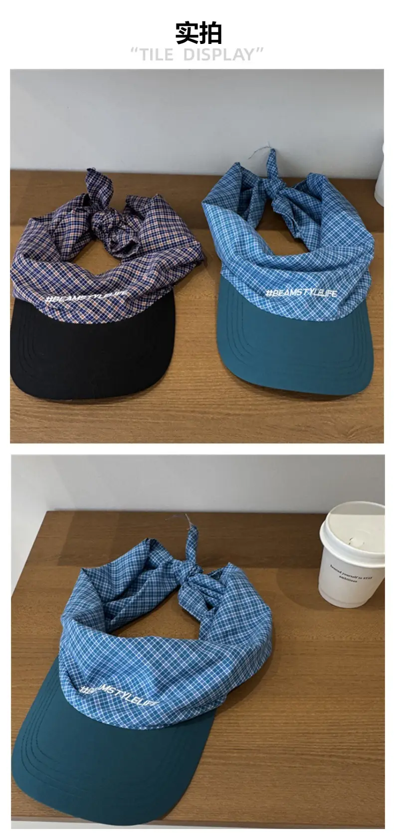 Korean Plaid Baseball Cap with Bandana for Men Women — feature 4