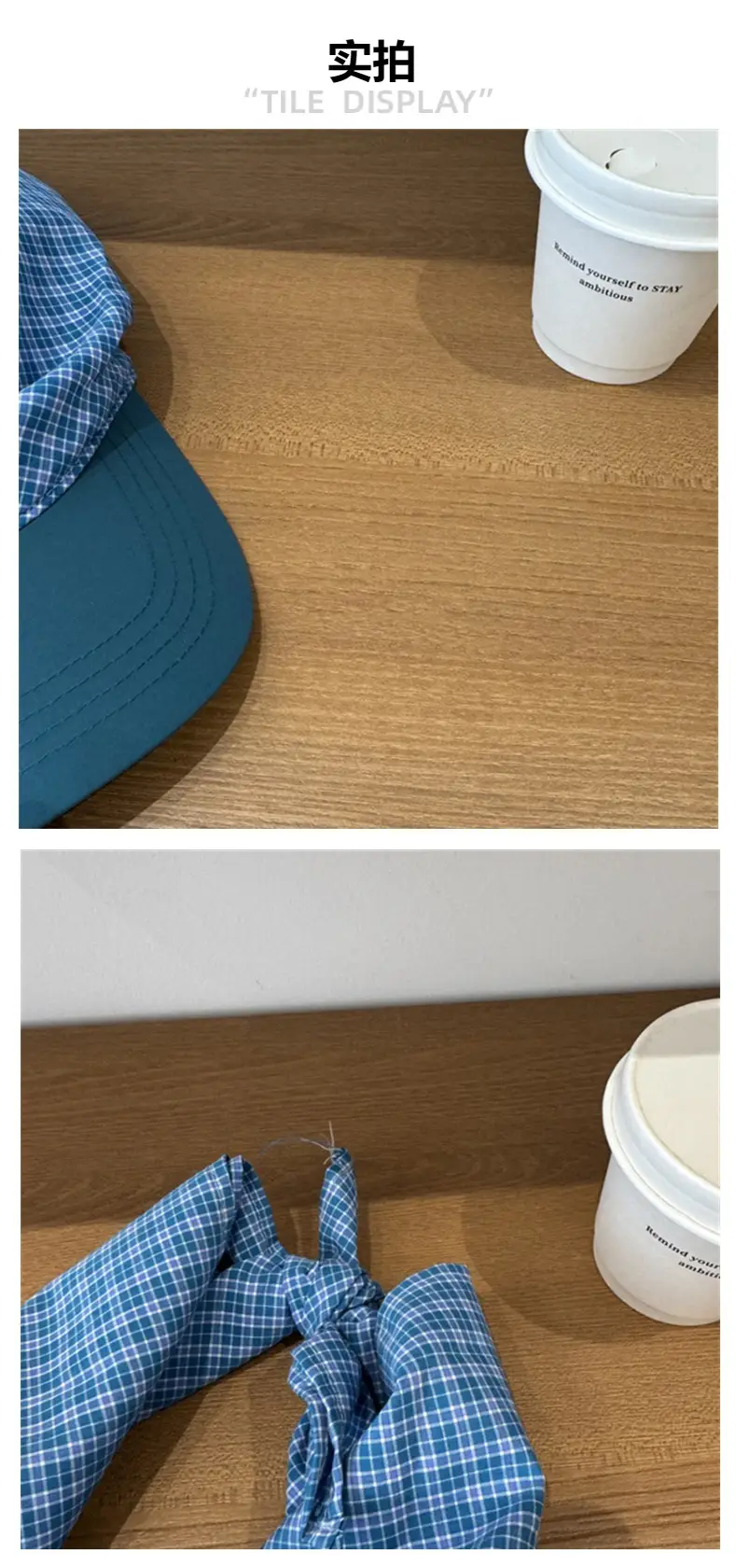 Korean Plaid Baseball Cap with Bandana for Men Women — feature 5