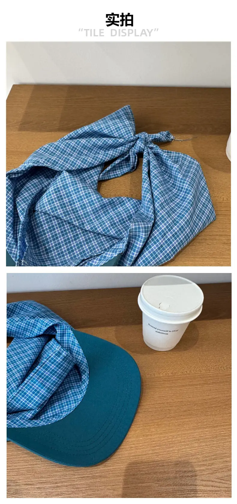 Korean Plaid Baseball Cap with Bandana for Men Women — feature 6