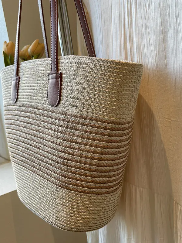 Japanese Straw Woven Beach Bag Large Capacity Women - Image 12