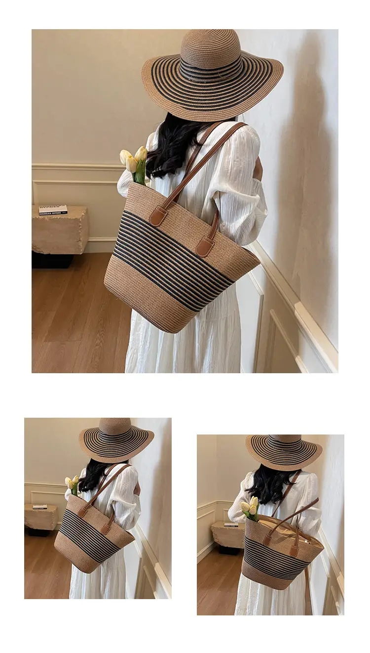 Japanese Straw Woven Beach Bag Large Capacity Women — feature 11