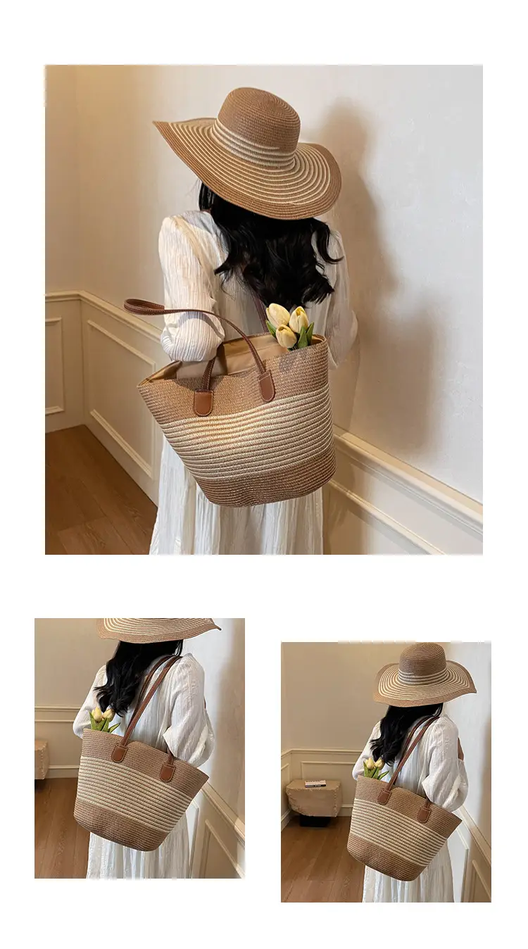Japanese Straw Woven Beach Bag Large Capacity Women — feature 13