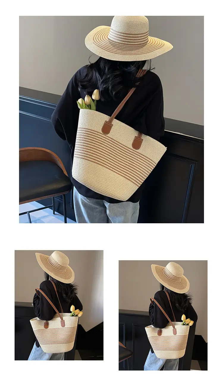 Japanese Straw Woven Beach Bag Large Capacity Women — feature 14