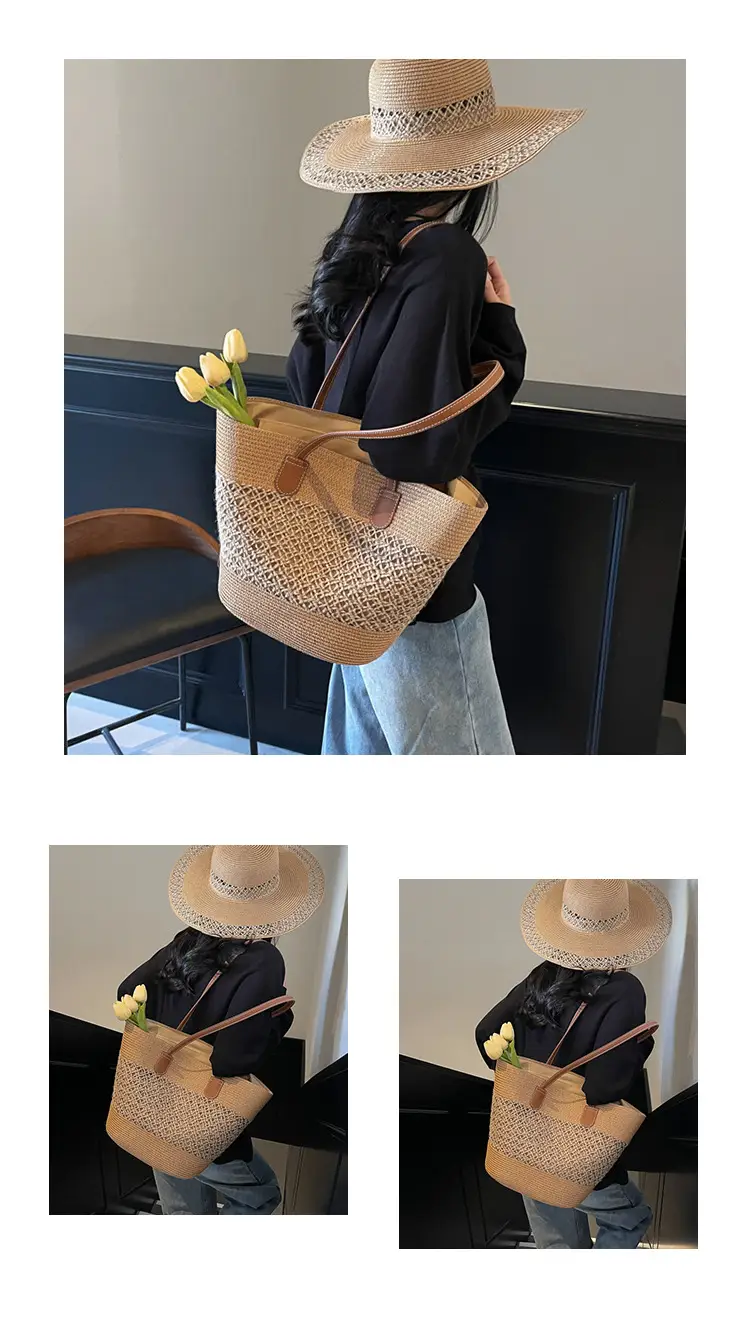 Japanese Straw Woven Beach Bag Large Capacity Women — feature 15