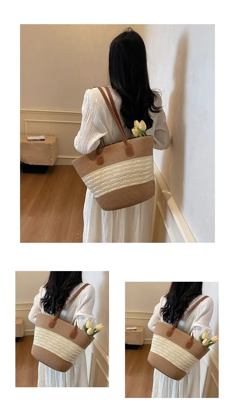 Japanese Straw Woven Beach Bag Large Capacity Women — feature 17