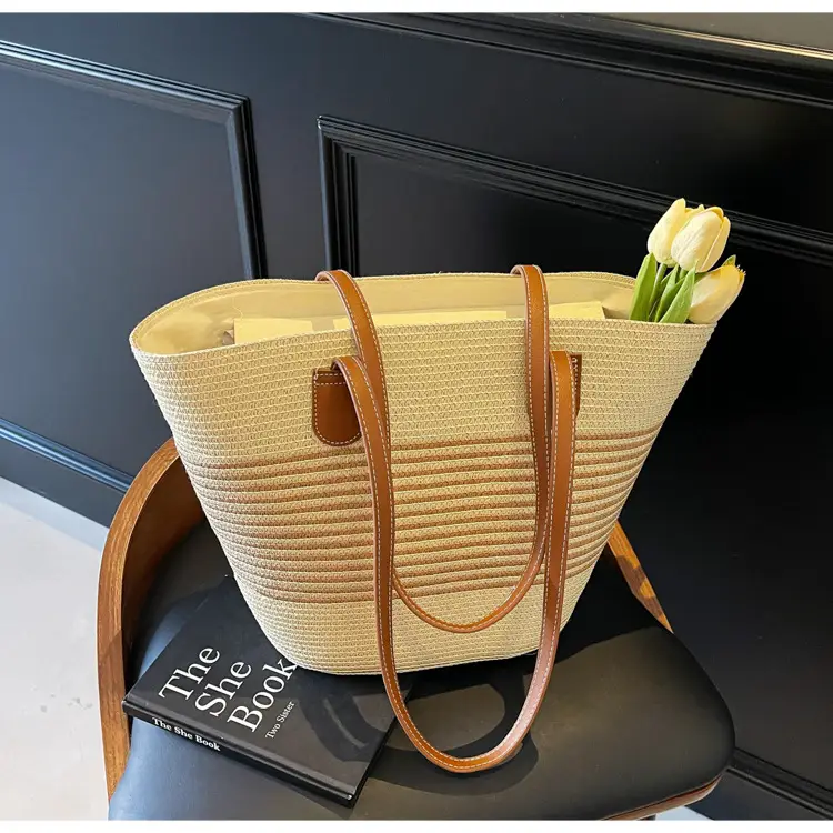 Japanese Straw Woven Beach Bag Large Capacity Women — feature 22