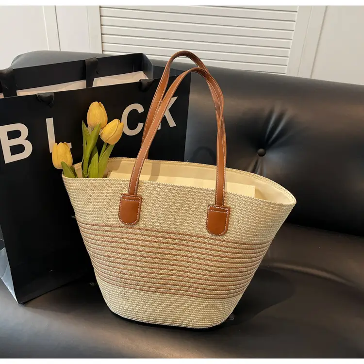 Japanese Straw Woven Beach Bag Large Capacity Women — feature 23