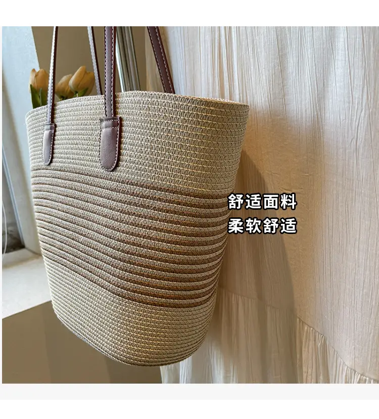 Japanese Straw Woven Beach Bag Large Capacity Women — feature 5