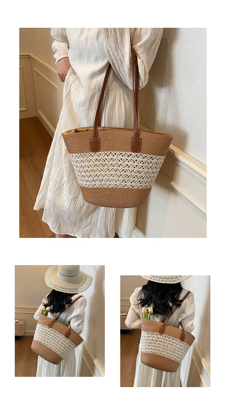 Japanese Straw Woven Beach Bag Large Capacity Women — feature 9