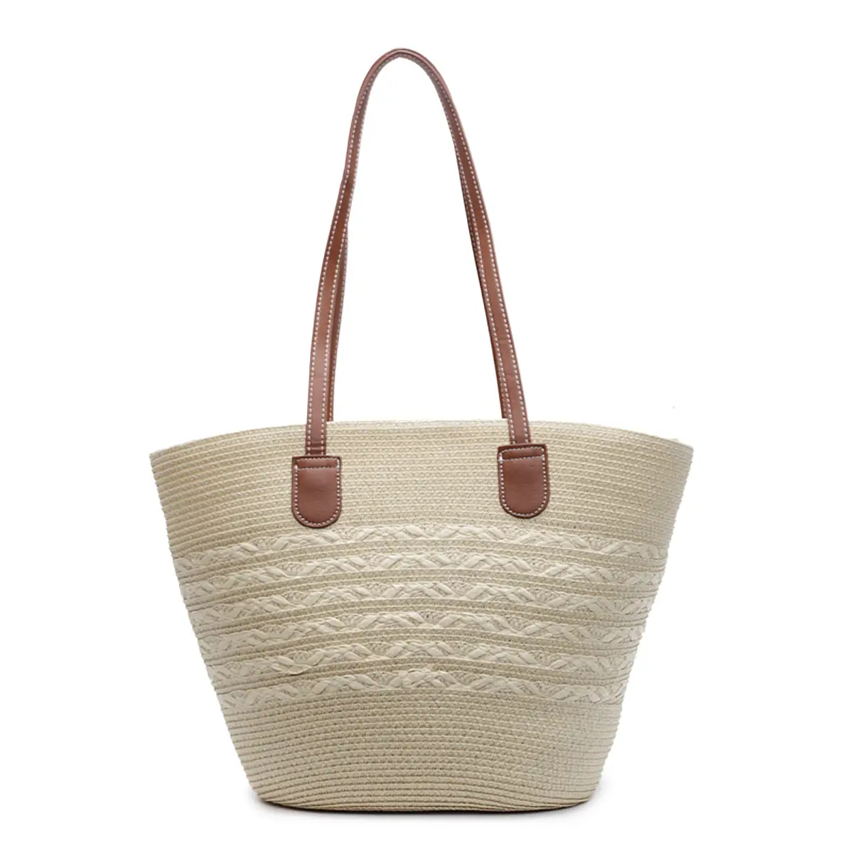 Japanese Straw Woven Beach Bag Large Capacity Women - Image 3