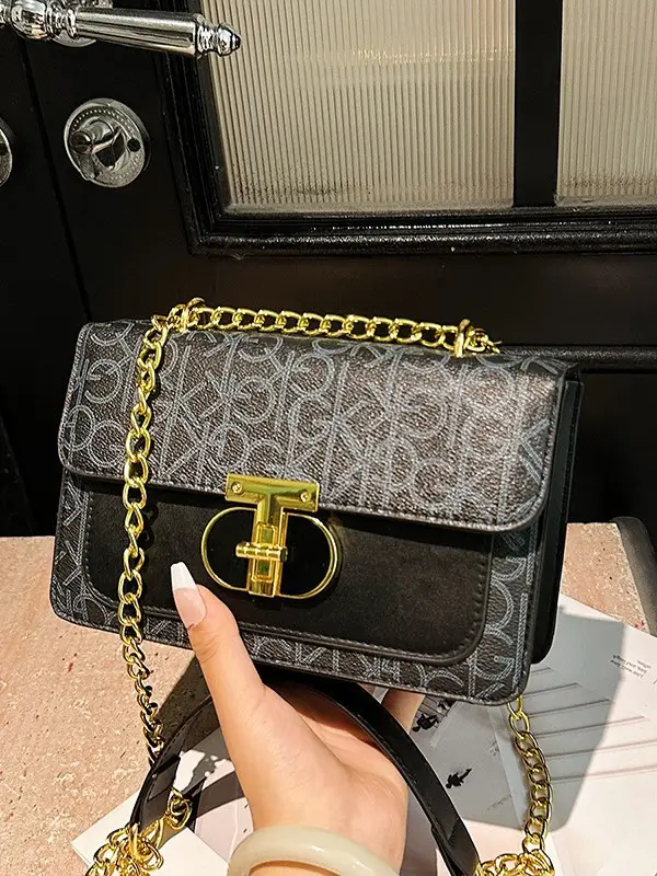 Korean Style Women's Crossbody Bag White Grey Chain