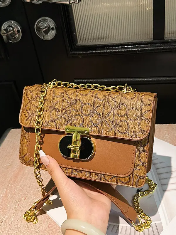 Korean Style Women's Crossbody Bag White Grey Chain
