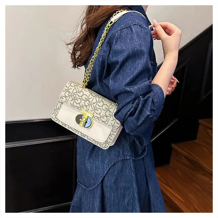 Korean Style Women's Crossbody Bag White Grey Chain — feature 12