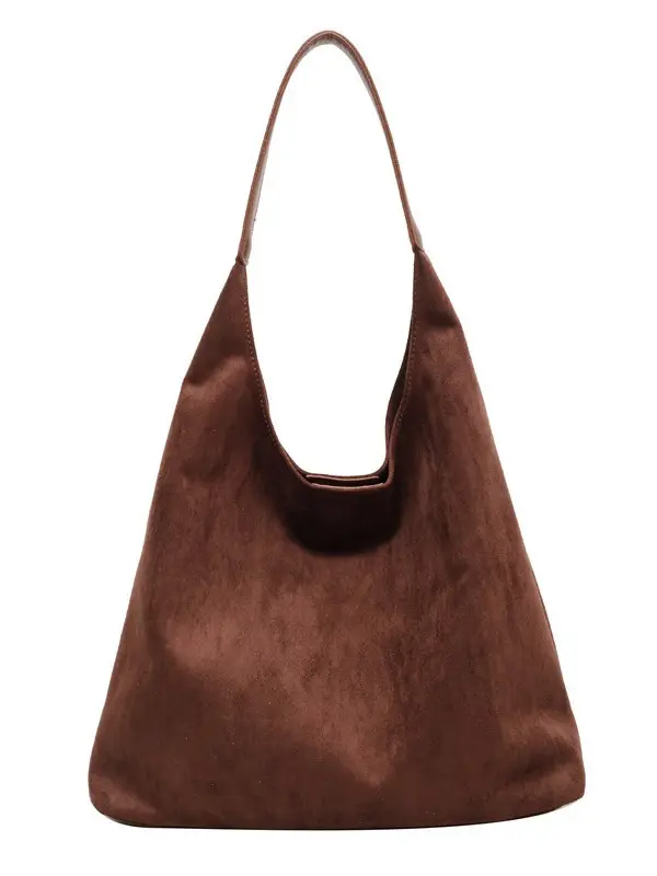 Women Cross-Border Soft Suede Bucket Bag Brown 2025
