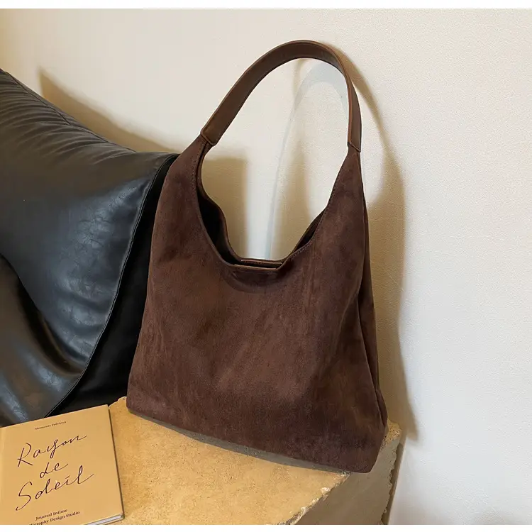 Women Cross-Border Soft Suede Bucket Bag Brown 2025 — feature 10