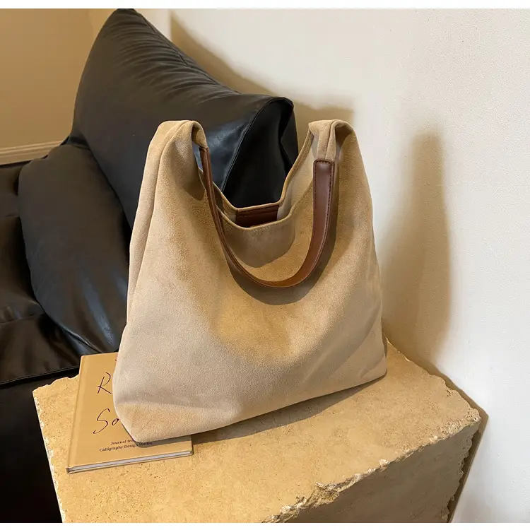 Women Cross-Border Soft Suede Bucket Bag Brown 2025 — feature 11