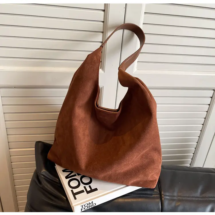 Women Cross-Border Soft Suede Bucket Bag Brown 2025 — feature 14