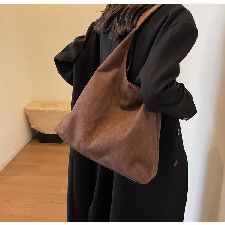 Women Cross-Border Soft Suede Bucket Bag Brown 2025 — feature 15