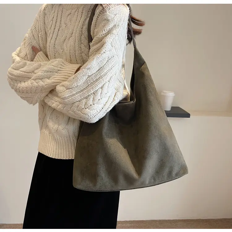 Women Cross-Border Soft Suede Bucket Bag Brown 2025 — feature 25