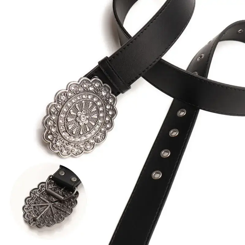 Black Cross-Belt with Gemstone Decor for Women - Image 9