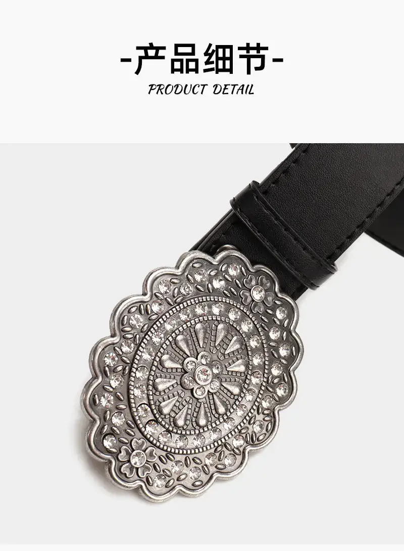Black Cross-Belt with Gemstone Decor for Women — feature 13