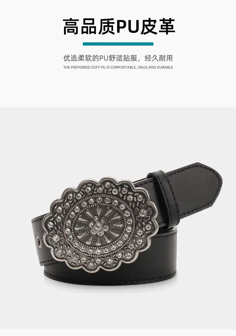 Black Cross-Belt with Gemstone Decor for Women — feature 16