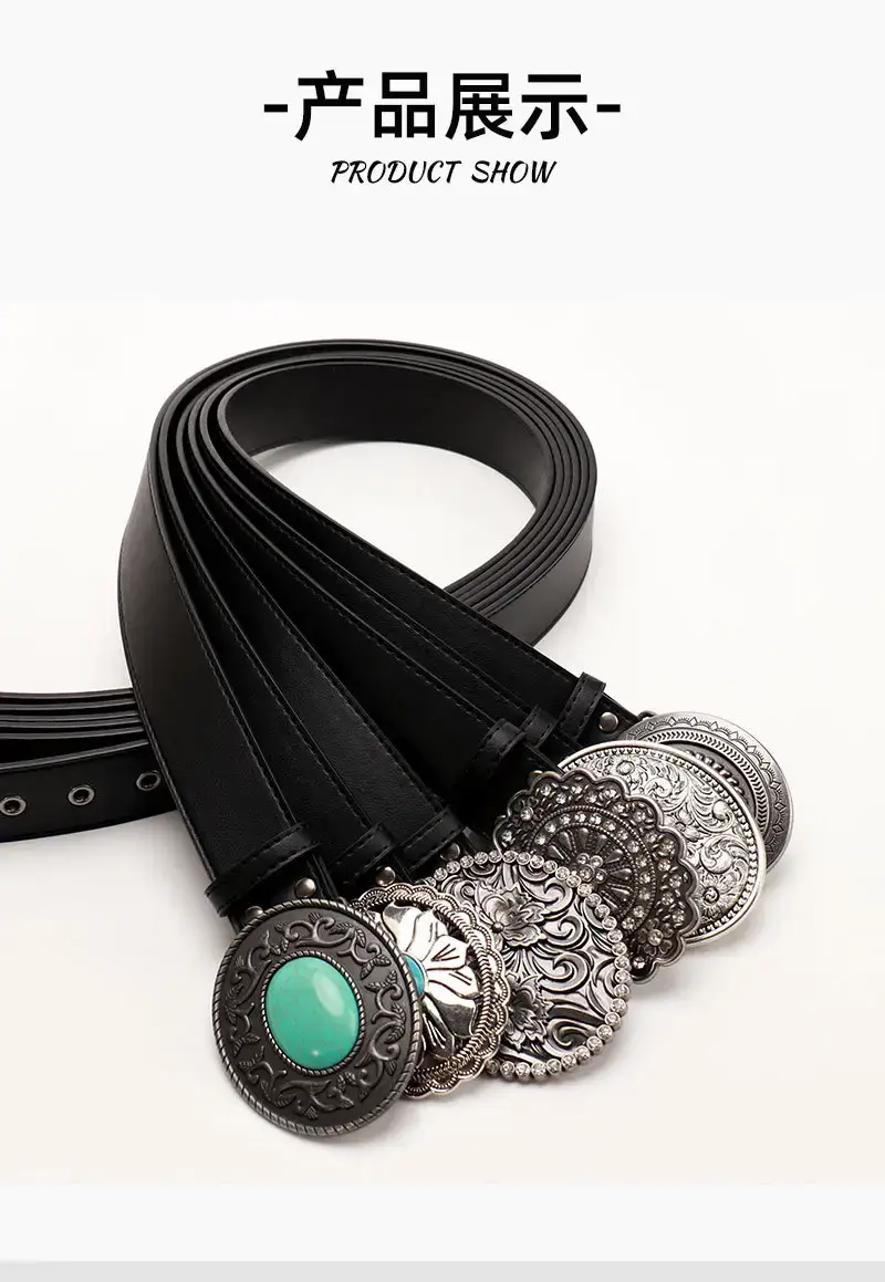 Black Cross-Belt with Gemstone Decor for Women — feature 19