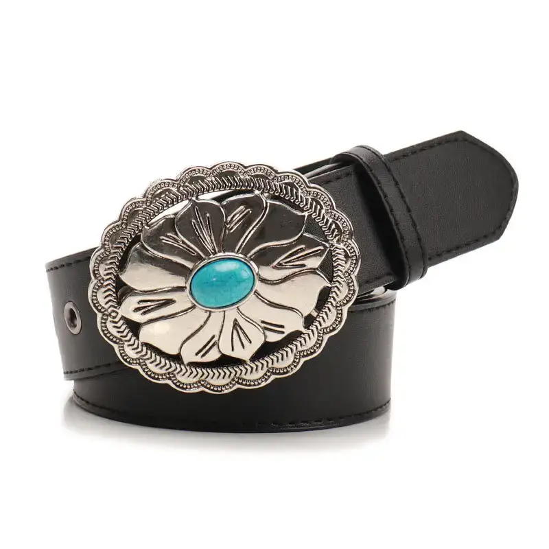 Black Cross-Belt with Gemstone Decor for Women - Image 2