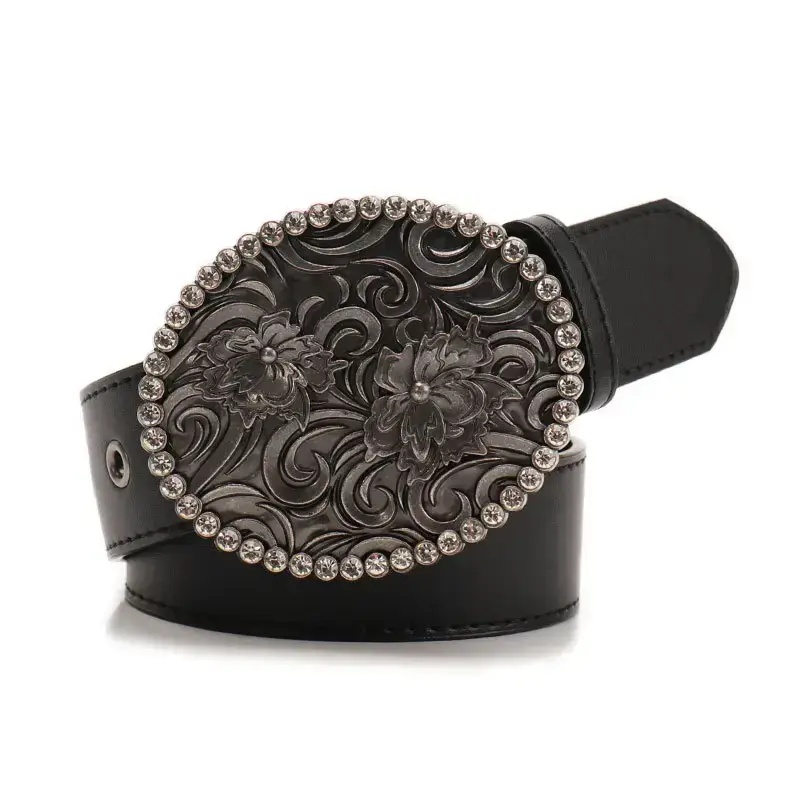 Black Cross-Belt with Gemstone Decor for Women - Image 5