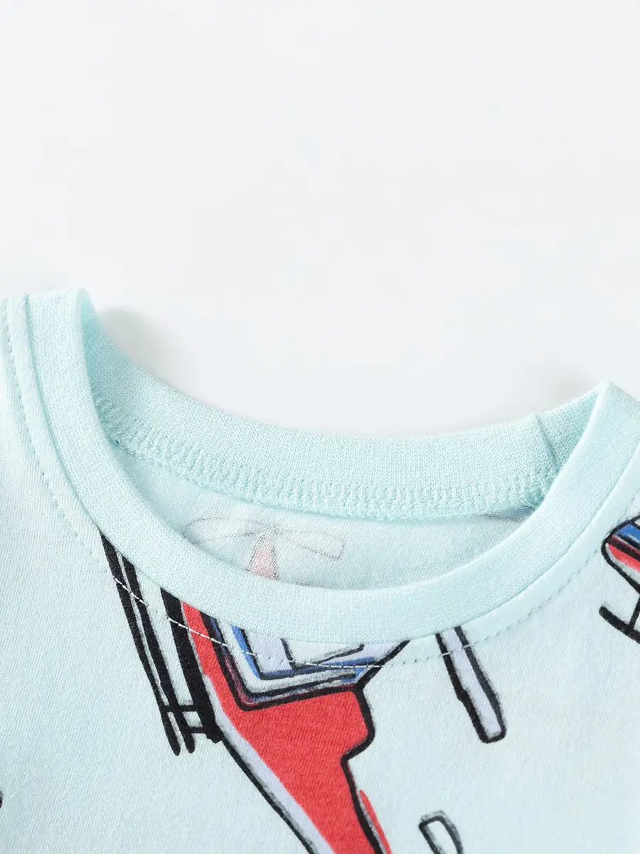 Little Maven Cotton Long Sleeve T-Shirt Light Blue - Image 4